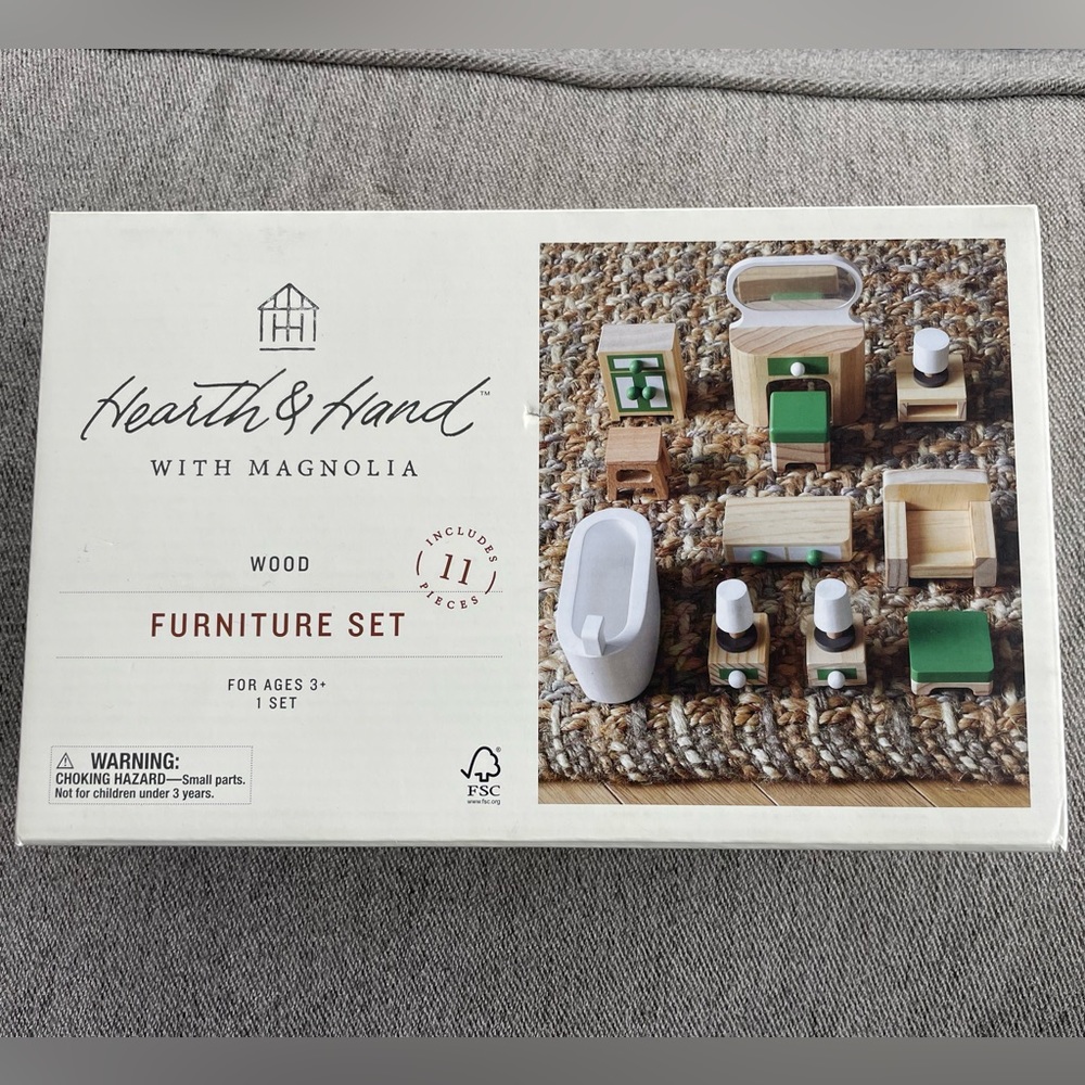 Hearth & Hand With Magnolia Wood Furniture Set Toy Dollhouse Accessories